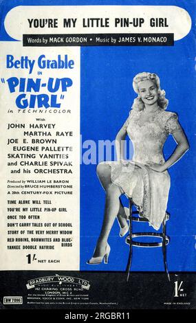 Music Cover, You's My Little PIN-Up Girl , Words by Mack Gordon, Music by James V Monaco, du film Betty Grable 20th Century Fox PIN-Up Girl Banque D'Images