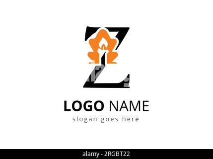 Lettre Z avec modèle de vecteur de conception de logo de bougie. Pour événement, célébration et symbole de fête Illustration de Vecteur