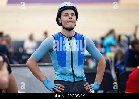 Glasgow, Royaume-Uni. 08 août 2023. La Belge Lotte Kopecky photographiée avant la course de points Elite féminine aux Championnats du monde de cyclisme UCI, à Glasgow, en Écosse, le mardi 08 août 2023. UCI organise les mondes avec toutes les disciplines cyclistes, cyclisme sur route, cyclisme en salle, VTT, course BMX, paracyclisme sur route et paracyclisme intérieur, à Glasgow du 03 au 13 août. BELGA PHOTO DAVID PINTENS crédit : Belga News Agency/Alamy Live News Banque D'Images