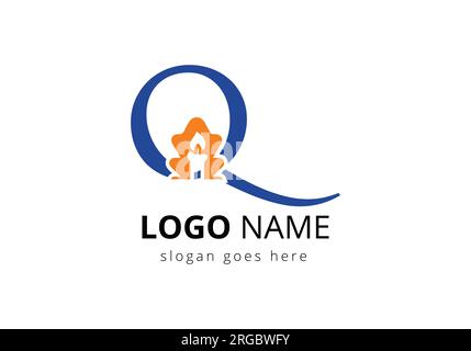Lettre Q avec modèle de vecteur de conception de logo de bougie. Pour événement, célébration et symbole de fête Illustration de Vecteur