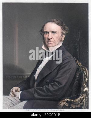 WILLIAM EWART GLADSTONE (1809 - 1898), député politique anglais assis dans un fauteuil Banque D'Images