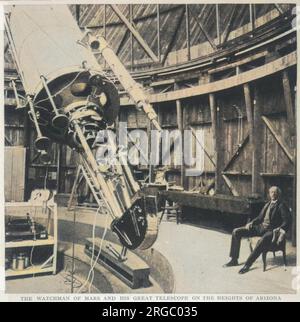 Professeur Percival Lowell dans l'observatoire qu'il a construit à Flagstaff, Arizona Banque D'Images