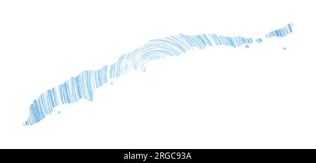 Carte de Roatan remplie de cercles concentriques. Esquissez des cercles de style en forme d'îlot. Illustration vectorielle. Illustration de Vecteur