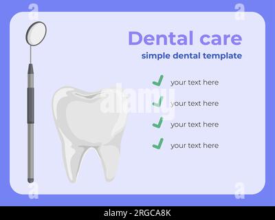 Gabarit pour la santé dentaire. Conception avec dent. Publication sur les réseaux sociaux de santé pour la promotion des cliniques hospitalières ou bannières Web. Illustration vectorielle. Illustration de Vecteur
