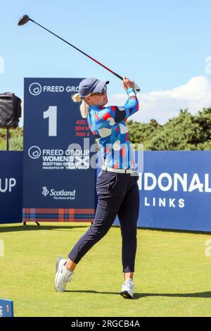 NICOLE BROCH ESTRUP, golfeuse danoise, participant au tournoi Scottish Women's Open, qui se déroule au parcours de golf Dundonald Links, Irvine, Banque D'Images