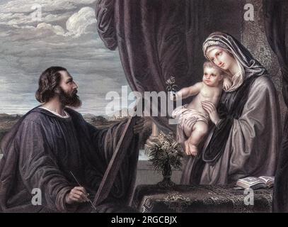 Saint Luc peignant la Vierge Marie (et l'enfant). Un total de fantaisie, dont Ruskin était particulièrement virulent dans son avis de l'objet, la composition et les détails ! ! Banque D'Images