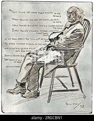 The Study of an Old Man in the 'Vale of Years' par Phil May - avec citation associée de Sonnet 73, l'un des sonnets les plus célèbres de William Shakespeare, se concentrant sur le thème de la vieillesse. Banque D'Images