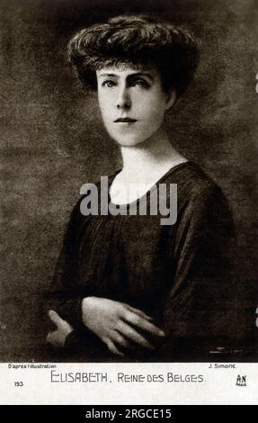 Reine Elisabeth Gabriele Valérie Marie de Bavière (1876-1965) - Reine des Belges du 23 décembre 1909 au 17 février 1934, épouse du roi Albert Ier (marié en 1900), et duchesse en Bavière par naissance. Banque D'Images