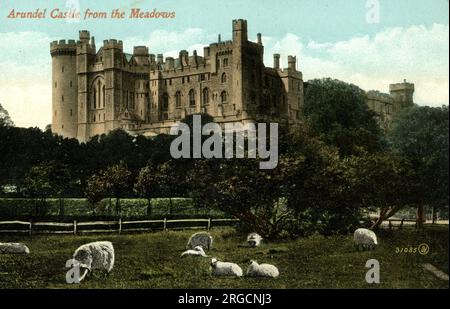 Château d'Arundel vue depuis les Meadows, Sussex Banque D'Images