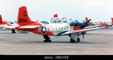 Marine des États-Unis - Beechcraft T-34C Mentor 161806 (MSN GL-201, code de base G), de Training Air Wing-4, à NAS Corpus Christi, Texas. Banque D'Images