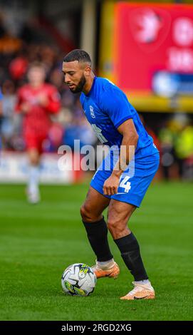 Whaddon Road, Cheltenham, Gloucestershire, Royaume-Uni. 8 août 2023. EFL Carabao Cup football, Cheltenham Town contre Birmingham City ; Keshi Anderson de Birmingham City crédit : action plus Sports/Alamy Live News Banque D'Images