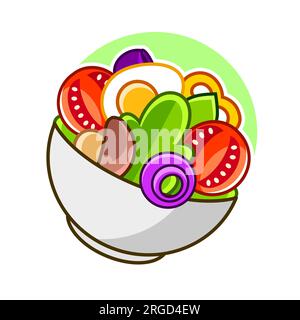 Bol de fruits, salade de légumes. Mode de vie vert et végétalien. Salade de fruits. Assiette de nourriture végétale. Nutrition écologique. Illustration vectorielle d'aliments sains Illustration de Vecteur