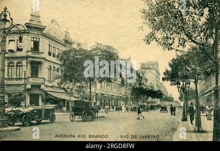 Avenida Rio Branco, Rio de Janeiro, Brésil - carte postale 1922 Banque D'Images