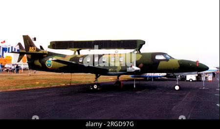 Flygvapnet - Fairchild-Swearingen TP 88C 88003 / 883 (msn AC-421B, SA227-AC), au salon aérien SBAC Farnborough en septembre 1988. (Flygvapnet - Force aérienne suédoise) Banque D'Images