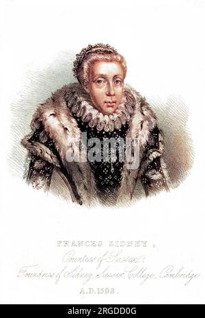 FRANCES SIDNEY, comtesse de SUSSEX deuxième épouse de Thomas Radcliffe, troisième comte : fondateur du Sidney Sussex College, Cambridge. Banque D'Images