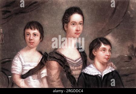 THEOBALD WOLFE TONE, patriote irlandais (à gauche) enfant, avec sa mère et son frère Matthew. Banque D'Images