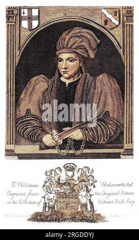 SIR WILLIAM WALWORTH riche poissonnier, lord maire de Londres, tueur du radical politique Wat Tyler, pour lequel il a été fait chevalier. Banque D'Images