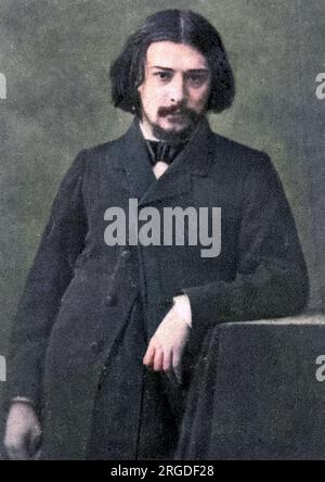 ALPHONSE DAUDET écrivain français qui a vécu dans un moulin et a créé le personnage de Tartarin. Photo 1869. Banque D'Images