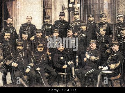 GEORGES-ERNEST-JEAN-MARIE BOULANGER (1837 - 1891), soldat et homme d'État français, avec son cabinet militaire. Banque D'Images