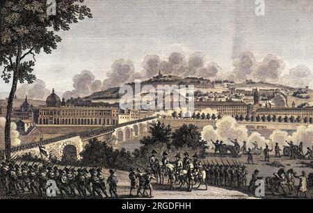 Le peuple lyonnais résiste aux excès de la Révolution dominés par Paris, mais après un siège de deux mois, les forces révolutionnaires prennent la ville. Banque D'Images