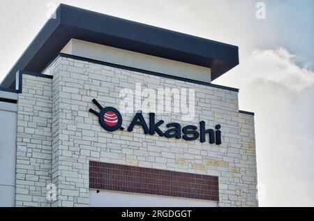 Houston, Texas États-Unis 07-30-2023, Akashi Fusion Asian and Sushi Bar extérieur et panneau à Houston, TX. Authentique chaîne de restaurants japonais et chinois. Banque D'Images