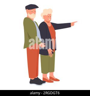 Heureux couple de seniors. Retraités, temps de loisirs de retraite, illustration vectorielle des grands-parents Illustration de Vecteur