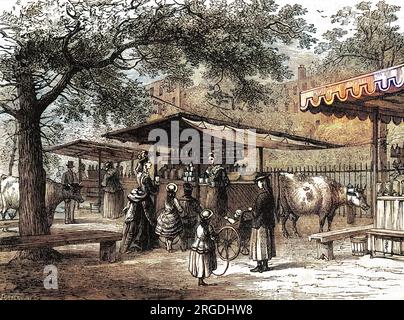 La Foire du lait à St James's Park, où les enfants recevaient du lait frais de la vache. Banque D'Images