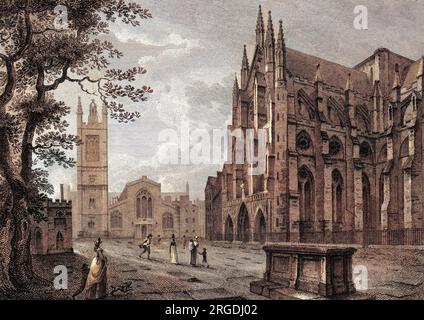 Une partie de l'abbaye, avec l'église Sainte-Marguerite. Banque D'Images