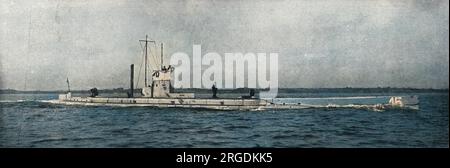 Le sous-marin allemand U-15, qui est devenu le premier U-boot à être perdu par un navire de guerre ennemi lorsque, le 9 août 1914, il a été percuté par le H.M.S. Birmingham. Les 23 membres d'équipage ont péri. Banque D'Images