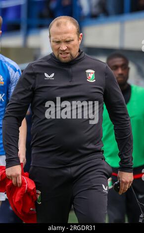 Mourneview Park, Lurgan, comté d'Armagh, Irlande du Nord, Royaume-Uni. 05 août 2023. Sports Direct Premiership – Glenavon 0 Glentoran 1, ouverture de la saison Premiership. Entraîneur de football de la Ligue irlandaise, Warren Feeney, entraîneur de Glentoran. Banque D'Images