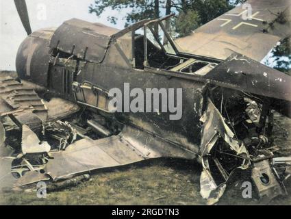 Un avion allemand s'est écrasé pendant la Seconde Guerre mondiale. Banque D'Images