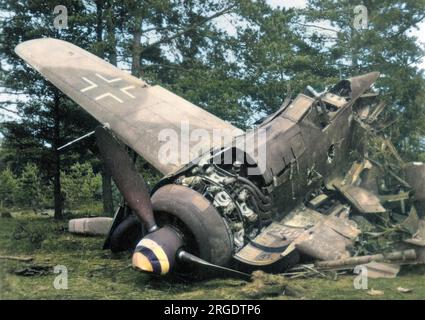 Un avion allemand s'est écrasé pendant la Seconde Guerre mondiale. Banque D'Images