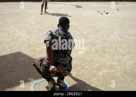 Le jeu de boule est joué au Vanuatu, Océanie. Banque D'Images