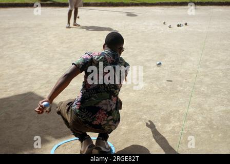 Le jeu de boule est joué au Vanuatu, Océanie. Banque D'Images