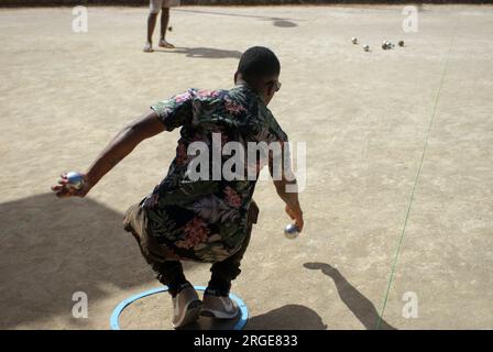 Le jeu de boule est joué au Vanuatu, Océanie. Banque D'Images