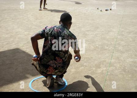 Le jeu de boule est joué au Vanuatu, Océanie. Banque D'Images