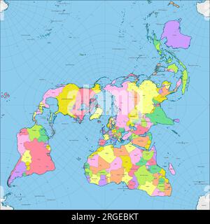 Vector Political World Map Peirce quincuncial projection Illustration de Vecteur