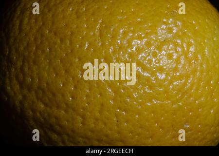 Photo de la peau orange, sur une photo macro. Une orange est un fruit de diverses espèces d'agrumes de la famille des Rutaceae (voir la liste des plantes connues sous le nom d'orange Banque D'Images