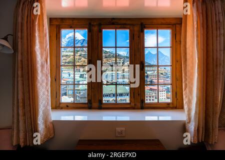 Vue d'un hôtel à Namche Bazar, au Népal Banque D'Images