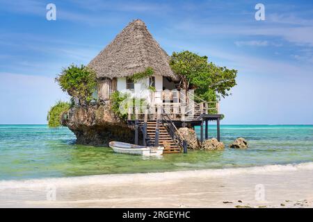 The Rock Restaurant, Pingwe, péninsule de Michamvi, Zanzibar, Tanzanie, Afrique de l'est Banque D'Images