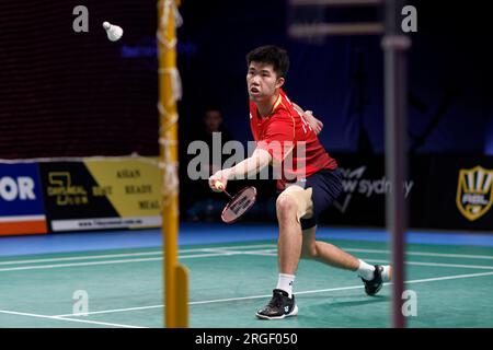 Weng Hong Yang de Chine en action lors de la finale en simple masculin du SATHIO GROUPE Australian Badminton Open 2023 entre l'Inde et la Chine au qua Banque D'Images