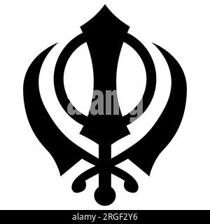 icône représentant un symbole sikh noir. Vecteur de symbole Mandala. Logo Induismi Illustration de Vecteur