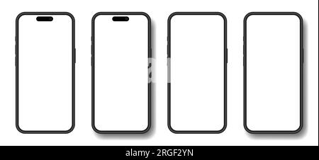 Maquette d'un écran de téléphone. Écran du smartphone. Vue avant de l'appareil. Téléphone mobile 3D avec ombre. Téléphone portable Illustration de Vecteur