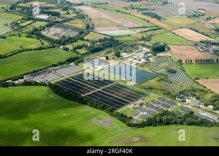 Une image aérienne de United Utilities Water Treatment Works, Parbold, nord-ouest de l'Angleterre, Royaume-Uni Banque D'Images