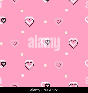 Motif coeurs simples sans couture à pois. Imprimé rose Saint-Valentin sur toute la surface. Fond romantique géométrique abstrait. Illustration de Vecteur