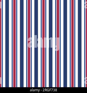 Chemise ou chemisier à rayures verticales bleue et rouge. Conception linéaire vectorielle sans couture adaptée à la mode, à la décoration intérieure et à la papeterie. Illustration de Vecteur