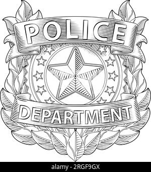 Badge de police Shield Star Sheriff COP Crest Symbol Illustration de Vecteur