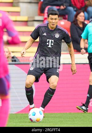 MinJae Kim, min-Jae , FCB 3 en action au match amical FC BAYERN München - AS MONACO 4-2 1.Ligue allemande de football le 7 août 2023 à Unterhaching, Allemagne saison 2023/2024, FCB, © Peter Schatz / Alamy Live News Banque D'Images