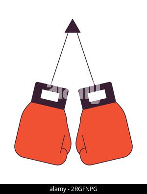 Objet vectoriel isolé de couleur de ligne plate suspendu de gants de boxe Illustration de Vecteur