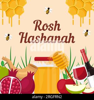 vector rosh hashanah illustration dans le style de conception plate Illustration de Vecteur